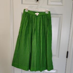 Green Eyelet Midi Skirt - Women's